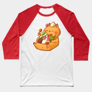 Cute Cat Strawberry Matcha Honey Toast Baseball T-Shirt